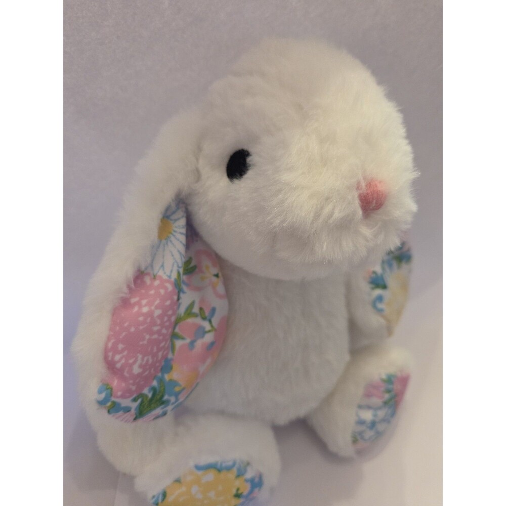 NWT Lilly Pulitzer Plush Bunny Rabbit Floral Ears Feet White Easter 9" - Picture 2 of 10